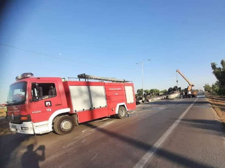 دو فوتی و مصدوم در حادثه واژگونی تانکر سوخت در محور اندیمشک به شوش
